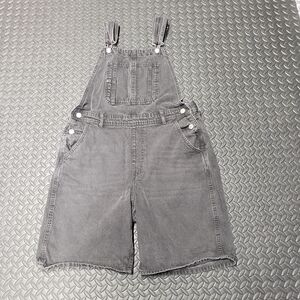 Women's black/gray denim overalls size medium wide leg shorts